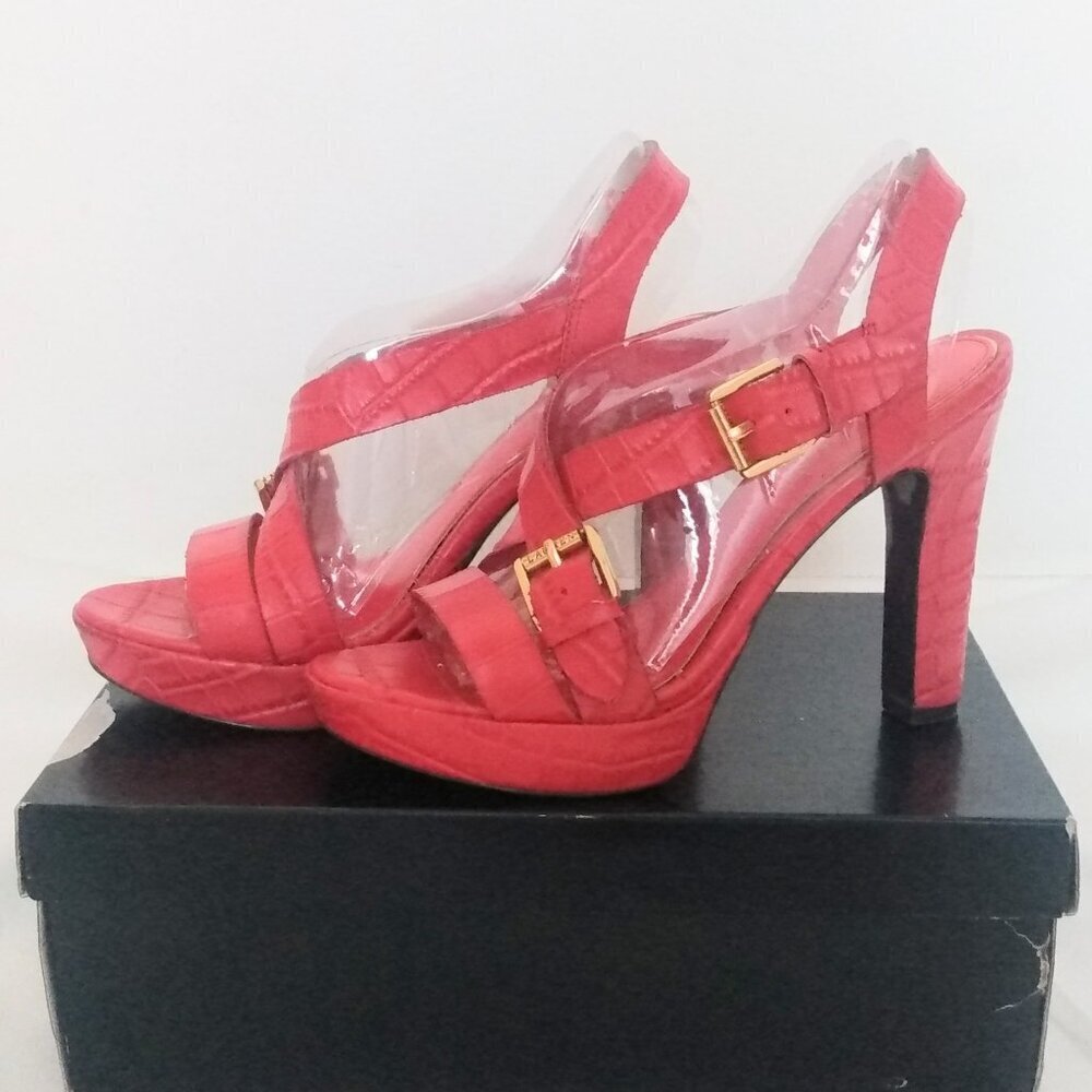 Lauren By Ralph Lauren Serrata Crocodile Pattern Heels Platform Shoes 7.5 - Picture 3 of 7